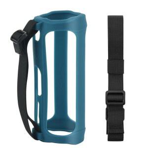 [미국배송] JBL FLIP 5와 호환되는 실리콘 케이스 여행용 보관 가방 파우치 보호 커버 젤 부드러운 피부 고무 블루투스 스피커용 어깨끈 포함 - 블루