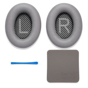 [미국배송] 보스 QC2 QC15 QC25 QC35 I & II U2013 소프트 프로틴 가죽 및 메모리 폼 쿠션 강화 소음 차단 쉬운 설치 키트 청소용 천(실버)용 프리미엄 교체 이어 패드