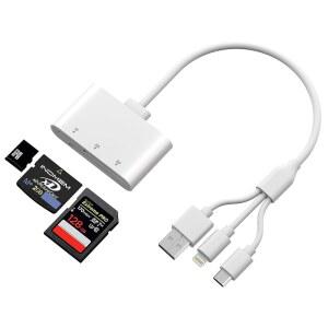 [미국배송] SD 카드 리더 LIGHTNING /USBC /USBA를 지원하는 XD 아이폰호환 16 /15 /14 /13 아이패드호환 PC ANDROID 어댑터 지원 플러그 앤 플레이 480MBPS