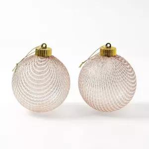 시스루 레이스 장식볼 샴페인골드네트 10cm 2개 세트 오너먼트