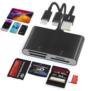 [미국배송] 메모리 카드 리더 - 소니호환 사이버샷 SD 라이트닝 /USBC /USBA용 4 IN 1 SD /MICROSD /MS /XD 스틱 프로 듀오 어댑터 아이폰호환 17 /16 /15 /14 /아이패드호환 /PC /안드로이드 /카메라용 트리플