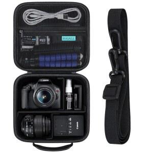 RAIALL 캐논 EOS Rebel T7 / R50 R50V R100 R5 R6 Mark II R7 R8 R10 /RP /T6 소니 /니콘 D7500 카메라용 카메라 케이스, 렌즈, 삼각대, 배터리에 맞는 하드 휴대용 케이스 보호 여행 가방, 블랙
