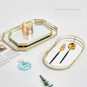 골드 미러 트레이 소품 수납함 향수진열대 북유럽 엔틱