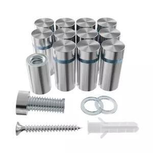 벽 앵커 및 고무 패드가 있는 LEDONGUS 12팩 스테인리스 스틸 스탠드오프 나사 u2013 아크릴 표지판 사진