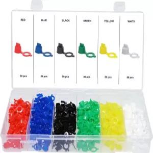 소드피쉬 61230 - 플라스틱 그리스 피팅 캡 브레이크 블리더 스크류 모음 300피스 [6가지 색상]