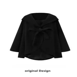 모직 코트 겨울 S 케이프 블랙 판초 여성 망토 숄