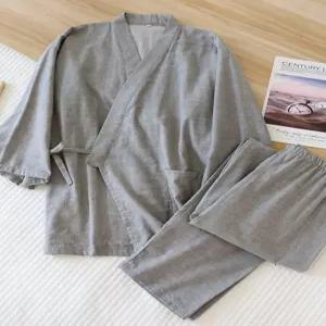 남자 유카타 순면 잠옷 일본식 로브 빅사이즈 가운