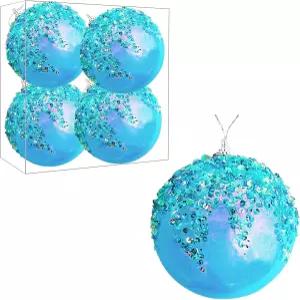 ZHANYIGY 4PCS 크리스마스 볼 장식 - 트리 장식용 깨지지 않는 결혼식 파티 홀리데이 판타지 블루 글리터