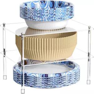 TODHFUN 아크릴 종이 접시 및 그릇 디스펜서 공간 절약형 일회용 플라스틱 폼 정리함 캐비닛 조리대 선반용