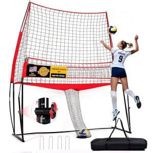 받은 5피트 높이 6피트 5인치 8피트 의 2 in 1 배구 연습 네트 스테이션 스파이크 서브 타격을 위한 중장비 훈련 시스템 뒷마당 실내 야외 트레이너 장비