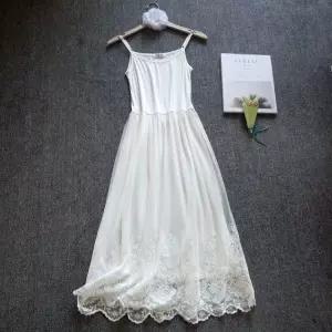 레이스 자수 롱원피스 끈나시 속치마 슬립 레이어드 이너