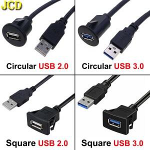 0.3/1m USB 2.0 3.0  AUX 플러시 패널 마운트 연장 케이블 자동차 트럭 보트 바이크 오토바이 대시보드 방