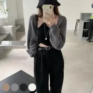 패션스타일 부드럽고 가디건 소재 니트 라운드 꽈베기 루즈핏 봄 볼레노 자켓 여성 두툼 살짝