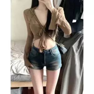 팔콘 여성 여친 청 빈티지 가을 청반바지 스판 핫팬츠 빅사이즈 KKE3