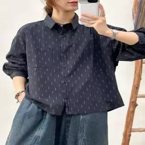 율랑팡 여자 긴팔 루즈핏롱 싱글 칼라 프린트 셔츠 블레이저 HO1