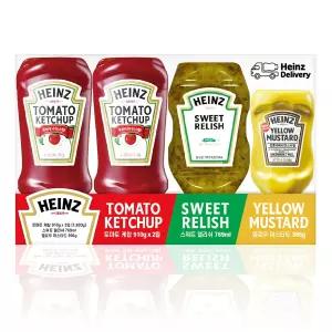하인즈 소스 핫도그 토마토 케찹 910g x 2 + 스위트 랠리쉬 769ml+ 옐로우 머스타드 396g 햄버거 소시지 패스트푸드 고로케
