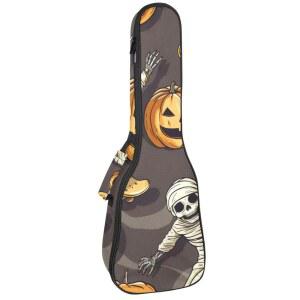 콘서트 우쿨렐레 케이스, 어깨끈 조절 가능한 부드러운 패딩 백, 호박색 할로윈 스켈레톤 스케이트보드