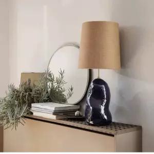 미니멀 도자기 화이트 램프 전구색 조명 스탠드 린넨