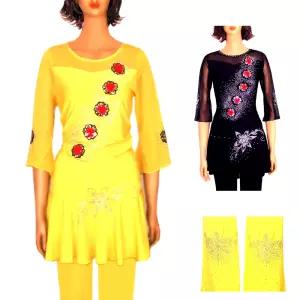 댄스복세트 국산제품 꽃송이장식 상하세트 에어로빅복 라인 스포츠 줌바 댄스복 행사복 공연복 단체복