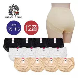 115사이즈까지마르세유 빅사이즈 노라인 레이스 면팬티 12종95-115 178839