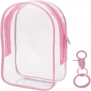 인형 핑크 포지티브 보관용 열쇠고리가 달린 투명 피규어 디스플레이 가방 휴대용 지퍼 잠금식 방진 걸이