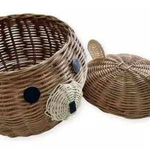 라탄바스켓 (이거찜)자연친화 곰돌이 라탄 바구니 베트남 수제품