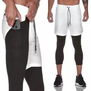 캐주얼바지 남자 휴대폰 주머니 레깅스 일체형 헬스 반바지 팬츠