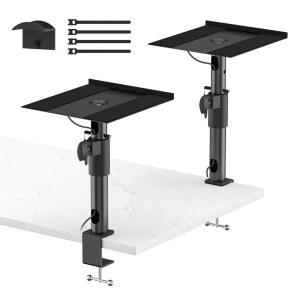 [미국배송] LG호환 소니호환 비지오 클립쉬 삼성호환 JBL 스피커 스탠드 책상용 클램프 온 데스크 - 대부분의 위성 및 책장 케이블 관리용 조절 가능한 WR