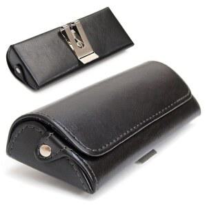 오르수스 리딩 글래스 케이스 하드 쉘 u2013 PU 가죽 수평 허리 안경 홀더, 금속 벨트 클립 포함 슬림 선글라스용