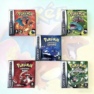 고성능 다국어 버전 포켓몬 GBA 게임 리프그린 사파이어 에메랄드 루비 메탈릭 홀로그램 박스