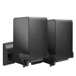 [미국배송] TNP 스피커 벽걸이 - 가정 및 스튜디오를 위한 회전 기울기 각도 조절이 가능한 대형 서라운드 사운드 스피커용 듀얼 사이드 클램핑 책장 장착 브래킷 최대 55파운드 2팩 블랙