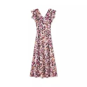 원피스 실크 여자 예쁜 쉬폰 호피 브이넥 프린트 소매 SPO마켓1