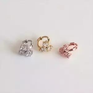 실버925 트리플 스타 큐빅 원터치 링 귀걸이 실버