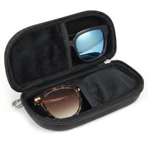 워마코 듀얼 안경 케이스, 파리 2인용 하드 쉘 여성용 휴대용 여행용 더블 선글라스 정리함