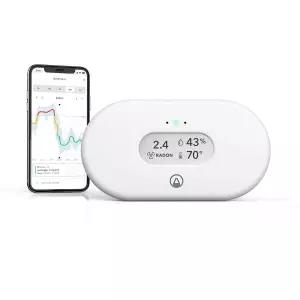 Airthings 2989 보기 라돈 - 습도 및 온도 감지기가 있는 모니터 배터리 구동 모바일 앱 WiFi 알림