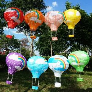 8 PCS 12 인치 무지개 열기구 종이 랜턴 중국식 두꺼운 라이스 페이퍼 크리스마스 발렌타인 데이 결혼 기념