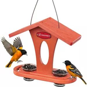 야외 걸이용 킹야드 새 모이통 재활용 플라스틱 오리올 젤리 5온스 포함 2개의 접시 내구성 및 내후성 조류