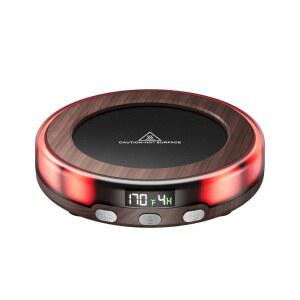 책상용 가이아탑 커피 머그 워머, 3가지 온도 설정, 2-9시간 타이머, 컬러 로맨틱 분위기 조명 모드, 스타킹 스터퍼, 캔들 티 밀크 우드용 디지털 디스플레이가 있는 음료 가열판