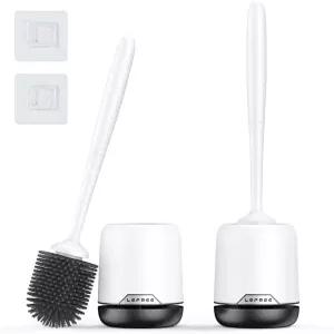 르프리 2팩 실리콘 변기 브러시 및 홀더 세트 통풍 바닥 스탠드형 벽걸이형 수세미 포함