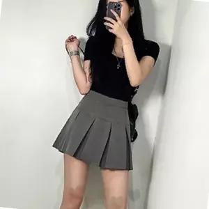 여성 주름 플리츠 테니스 스커트 하이웨스트 에이라인 미니 치마 발레코어 페미닌