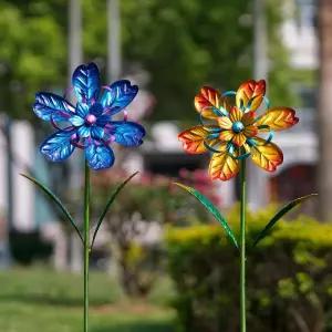 비터라이트 윈드 스피너 야외 2팩 금속 바람개비 장식용 조각 및 파티오용 키네틱 풍차 정원 마당 현관