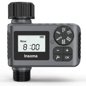 인소마 야외 정원 호스 수도꼭지 타이머, 빗물 지연 기능이 있는 프로그래머블 스프링클러 타이머 /수동 /자동 드립 관개 및 잔디 급수 시스템, 1 콘센트