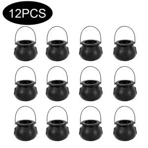 호환  할로윈 마녀 가마솥 장식 검은 플라스틱 마녀 가마솥 호박 치료 양동이 사탕 바구니 트릭이나 치료