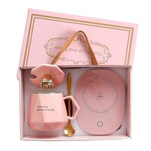 책상용 CGHWBEA 커피 워머, 머그잔 세트 포함. 컵 워머 티 전기 음료 코코아, 차, 우유(핑크)용 루만03