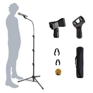 FACAILO 마이크 스탠드 붐 트라이포드 구세넥 암 높이 조절 가능 3'-6' 클립 및 3/8