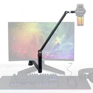 마이크 붐 암 로우 프로파일 조절 가능한 스틱 스탠드, 데스크 마운트 클램프 나사 어댑터 케이블 관리, 오디오 테크니카 슈어 sm58 베타58 sm7b 블루 예티 제공