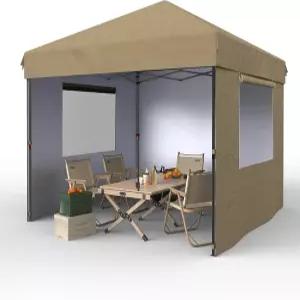 가비 10x10 팝업 캐노피 텐트 야외 1인용 헤비 듀티 상업용 인스턴트 쉘터 3-사이드월+그레이