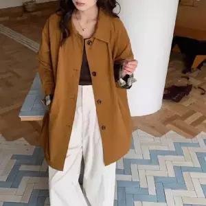 여성용 하프 봄 데일룩 체크 코트 트렌치 칼라 DAOL1