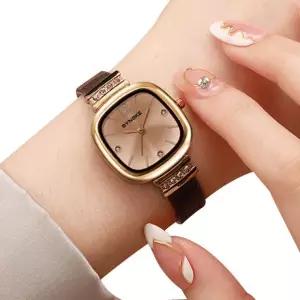 큐브 가죽 패션 사각 메탈 여성 여자 학생 손목 시계