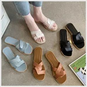 여성 심플 기본 굽낮은 엑스 사무실 외출용 슬리퍼 사무실슬리퍼 크로스슬리퍼